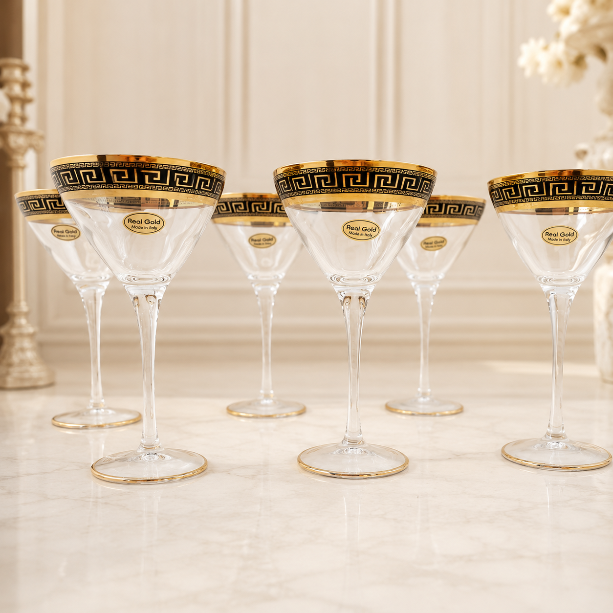 Exklusive Mäander Martini-Gläser