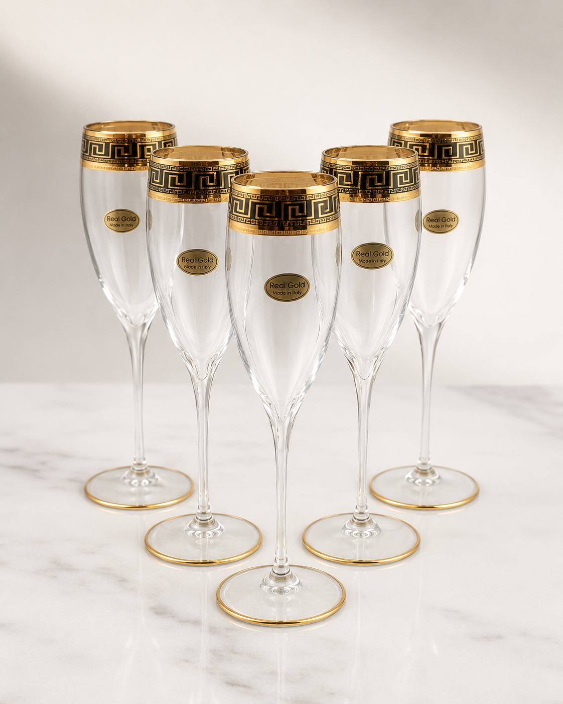 Exklusive Mäander Sekt-Gläser