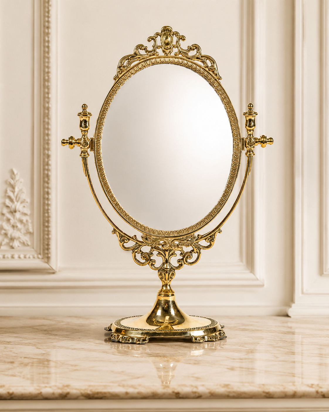 Stand mirror Baroque brass