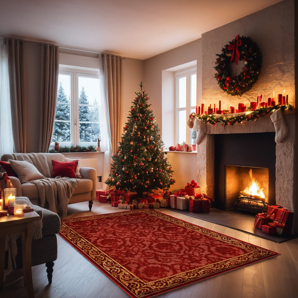 Luxus Teppich Farashe Wohnzimmer in rot - 3D Seiden-Optik - 100% Viskose - handgeknüpft