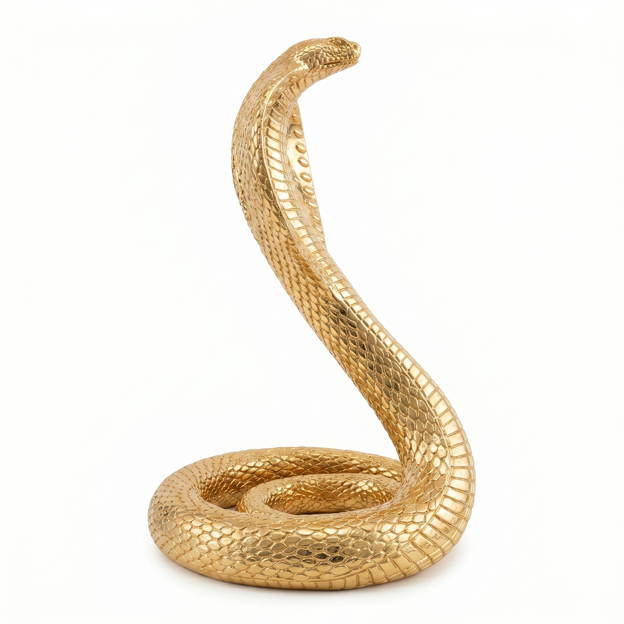 Exklusive Kobra Skulptur aus Resin – Elegante Schlange Deko-Figur in Hochglanz-Gold, 41 cm Höhe – Moderne Design-Statue für Wohnzimmer & Büro