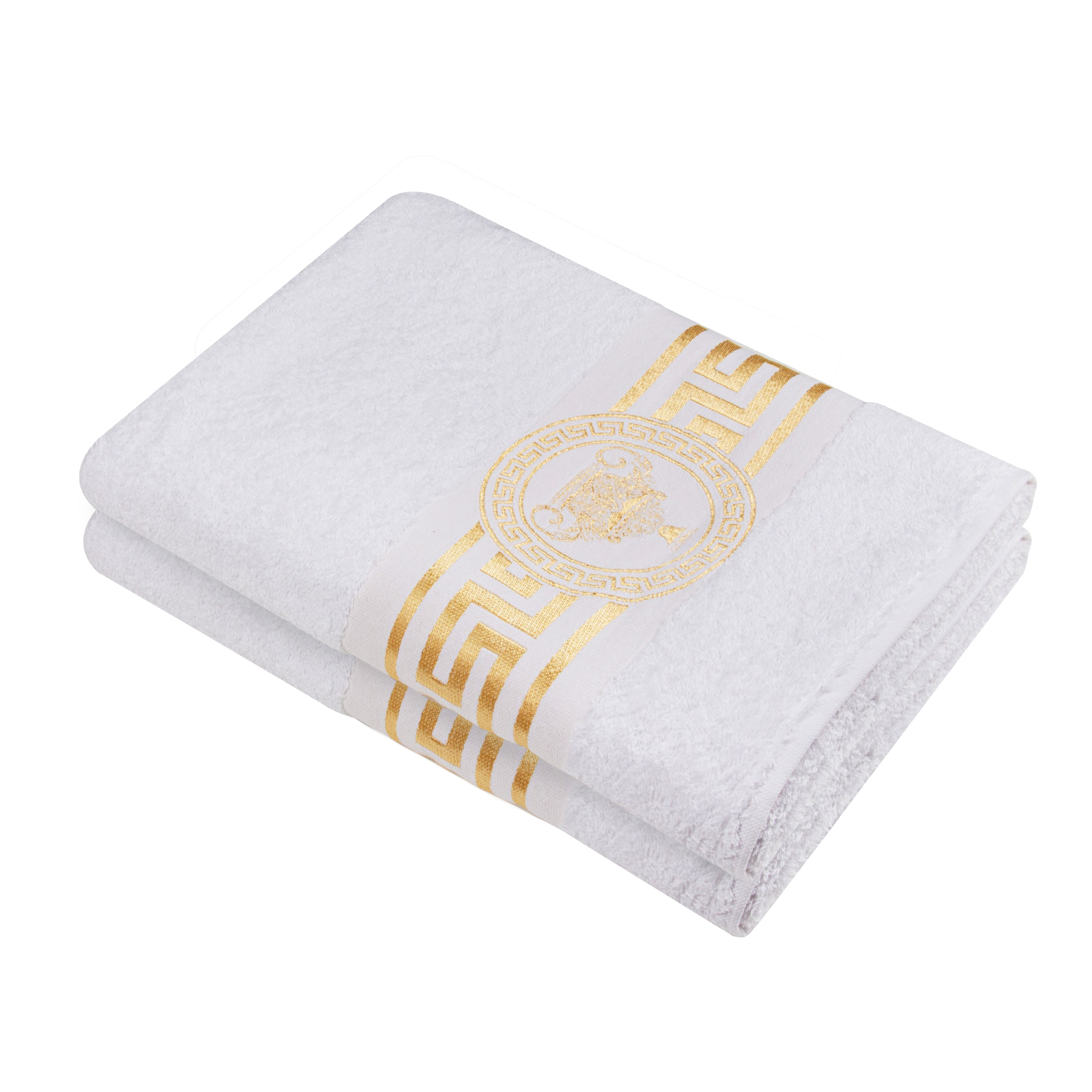 Meander Amphora Towels White Gold