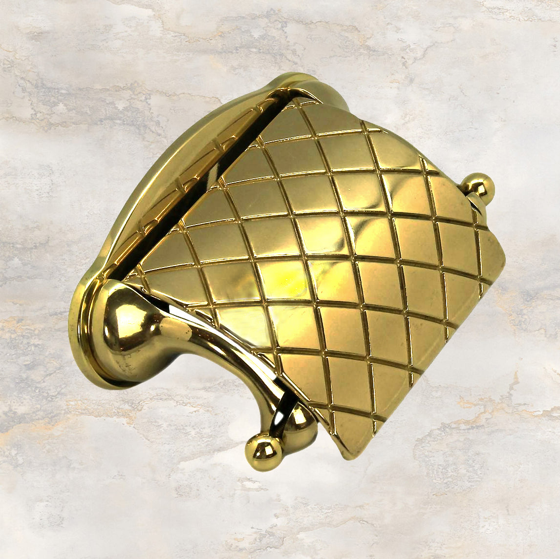 Exklusiver WC-Papierhalter aus echtem Messing mit Deckel - gold poliert und rostfrei
