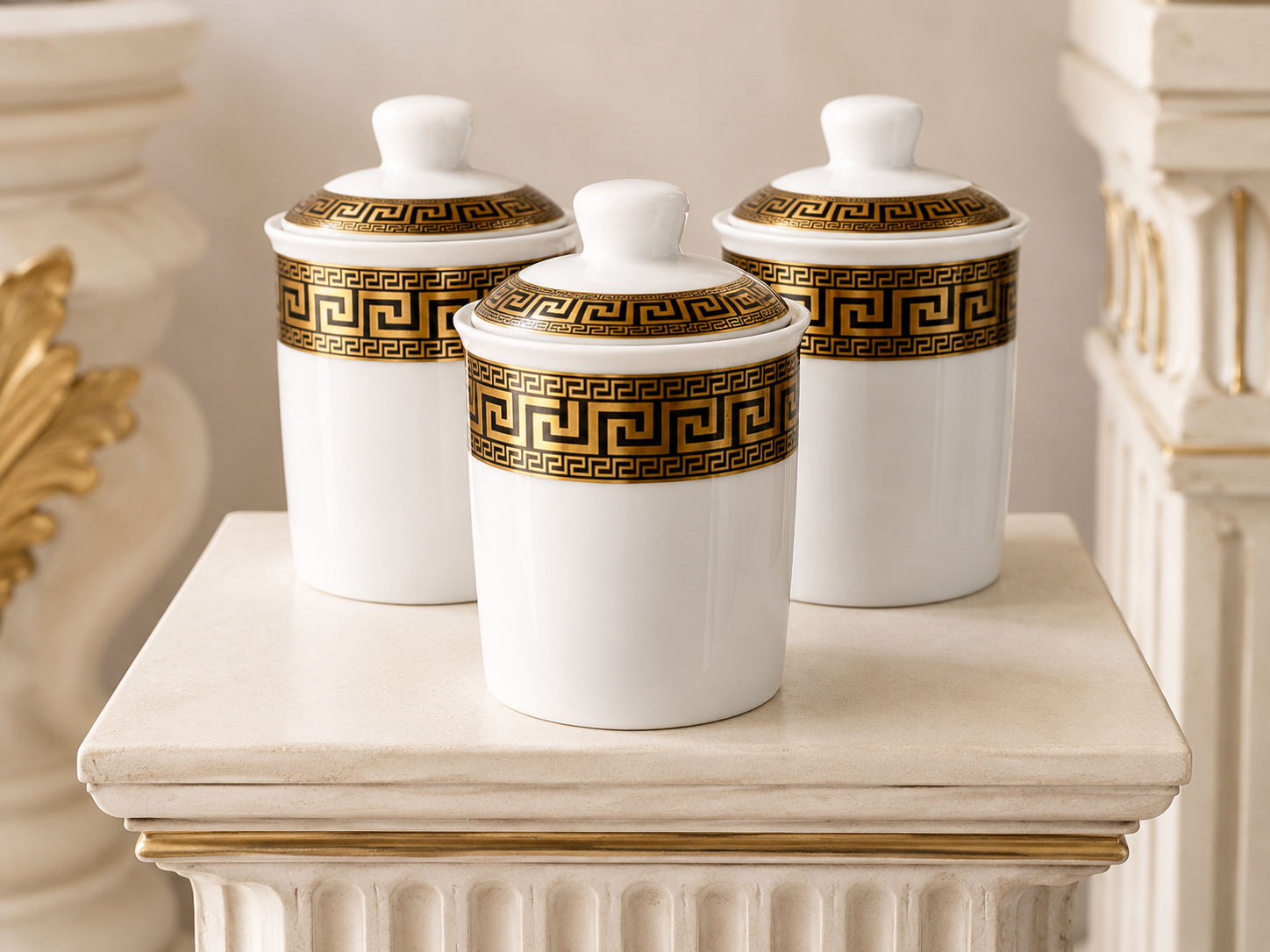 Set 3 tins meander black / gold - jars