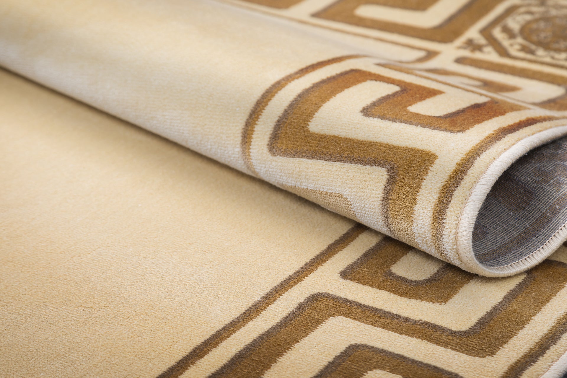 Teppich Läufer Mäander Beige