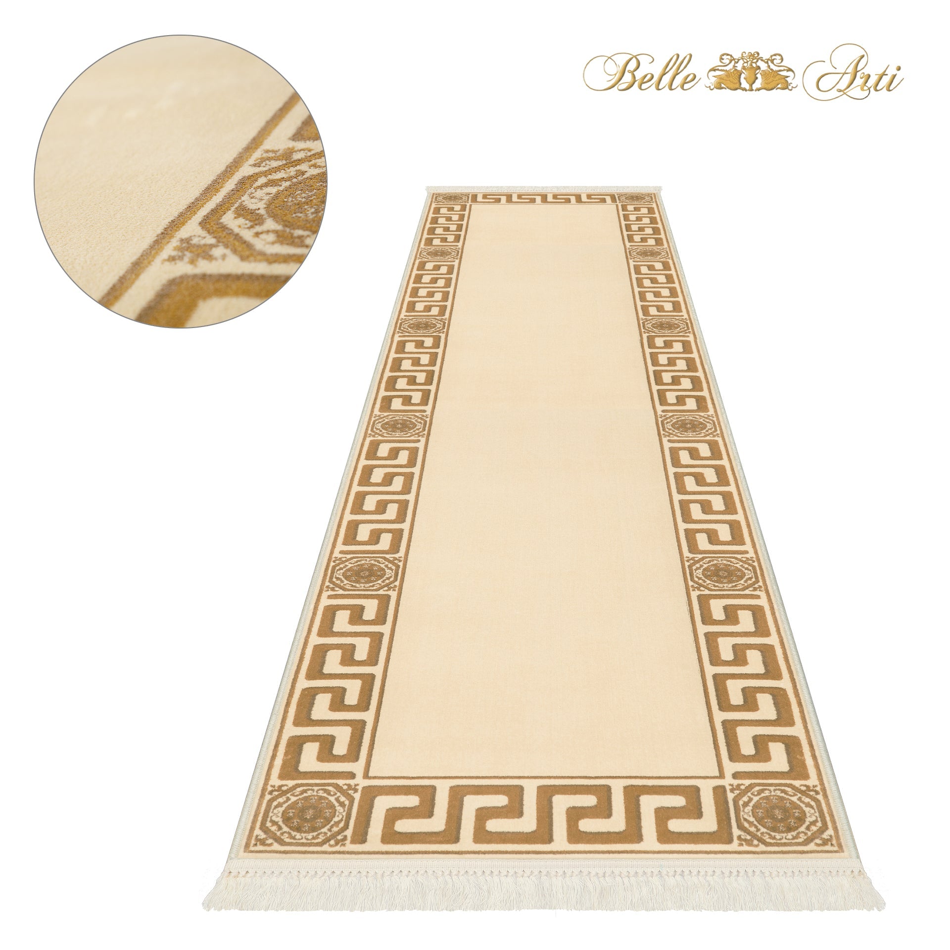 Teppich Läufer Mäander Beige