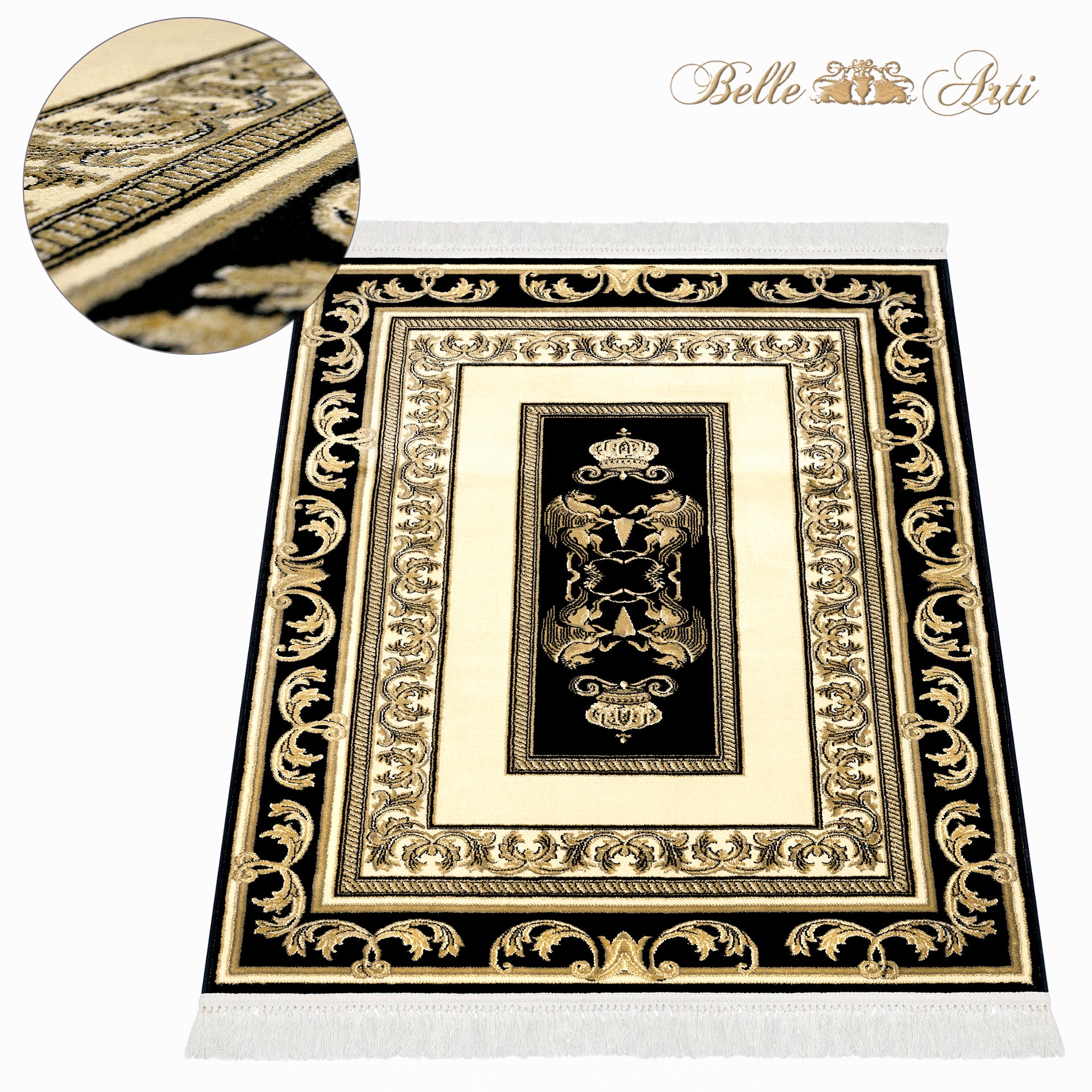 Premium carpet Pegasus black gold - 100% viscose - high quality hand-knotted