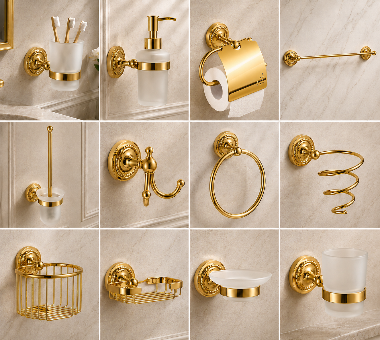 Luxury soap dispenser with wall mount made of brass Verona - refillable and rustproof