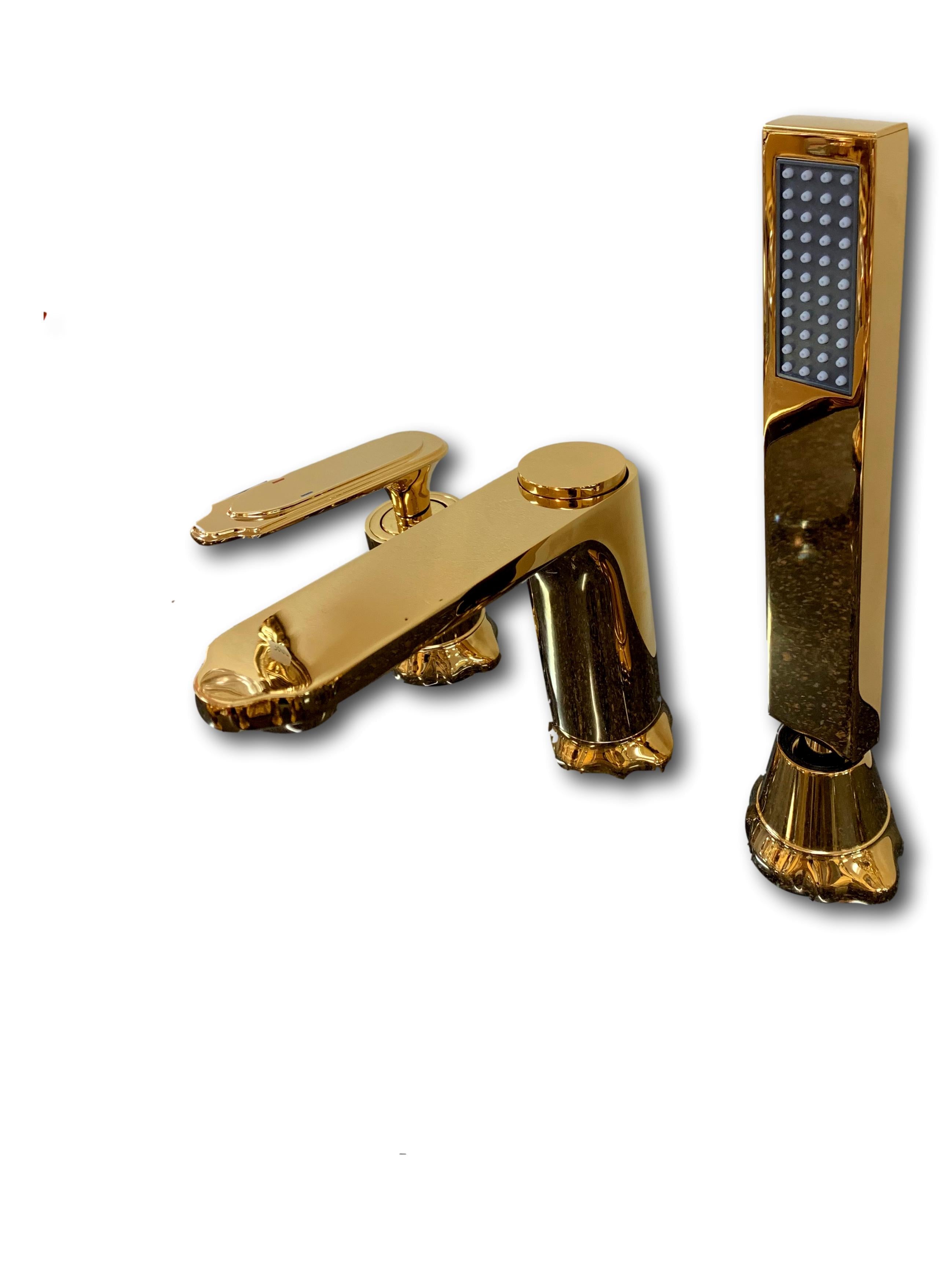 Badewannenarmatur Duschkopf Wasserhahn Exklusiv 24k Gold Badezimmer made italy