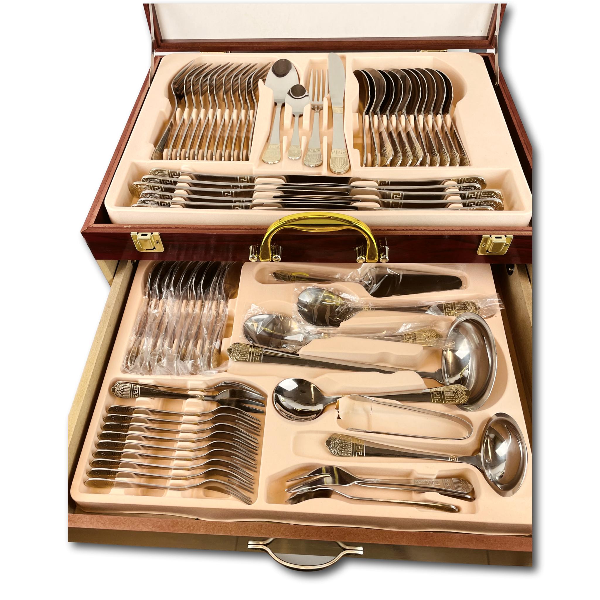 Cutlery Case 72 Pieces Stainless Steel Bi-Color