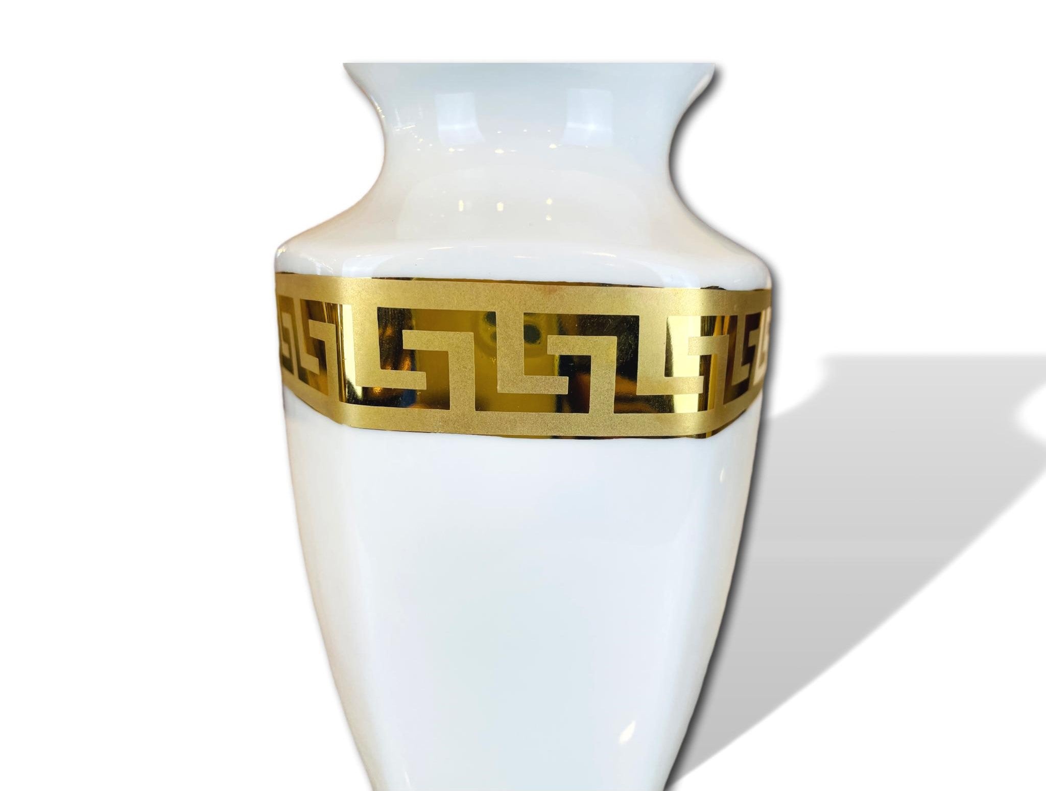 Porzellanvase mit Mäandermuster 24K vergoldet