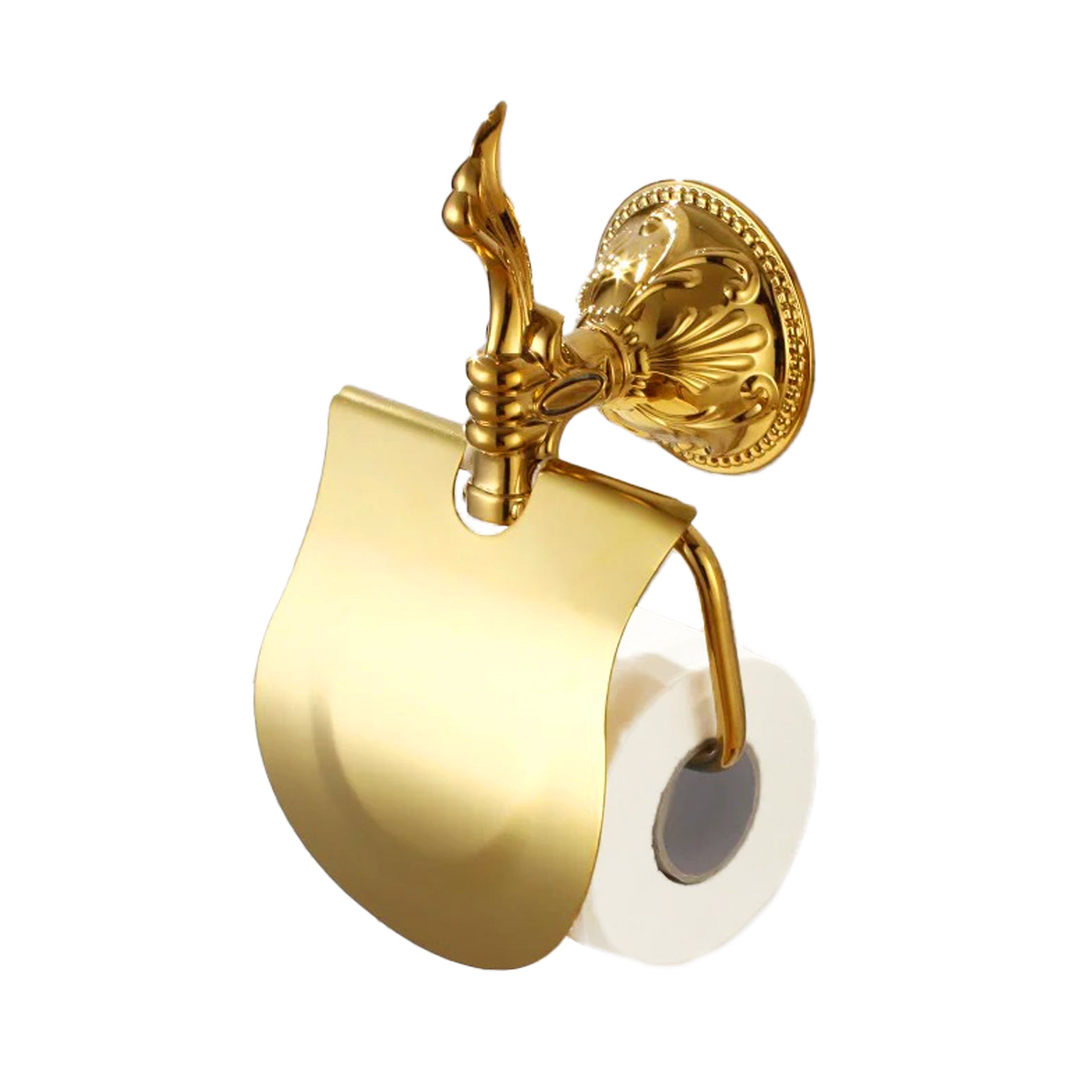 Toilettenpapierhalter mit Deckel aus Messing Esclusivo - gold poliert, zur Wandbefestigung, edel und rostfrei