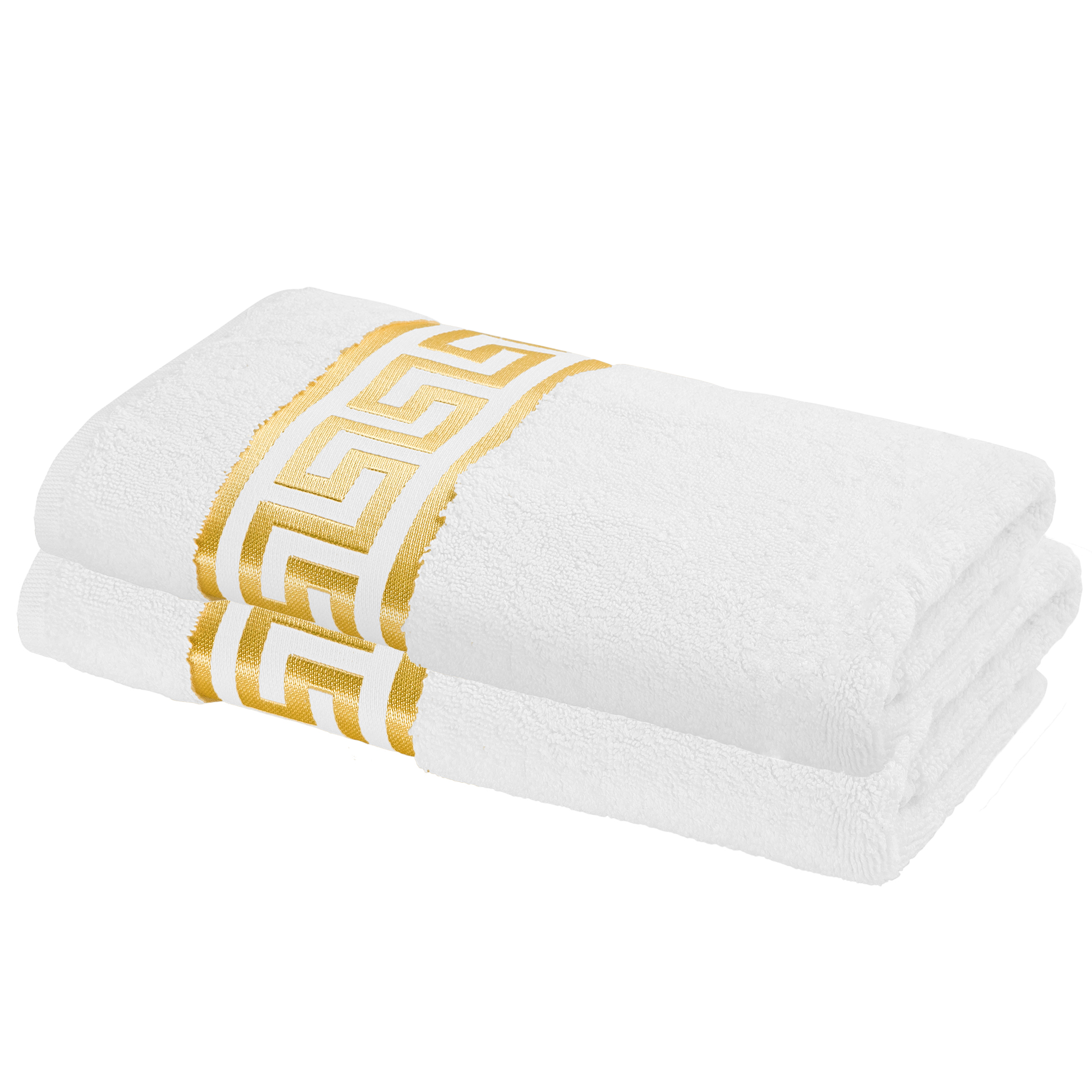 Luxus Mäander Handtücher in weiß gold - 100% Baumwolle - ÖkoTex zertifiziert