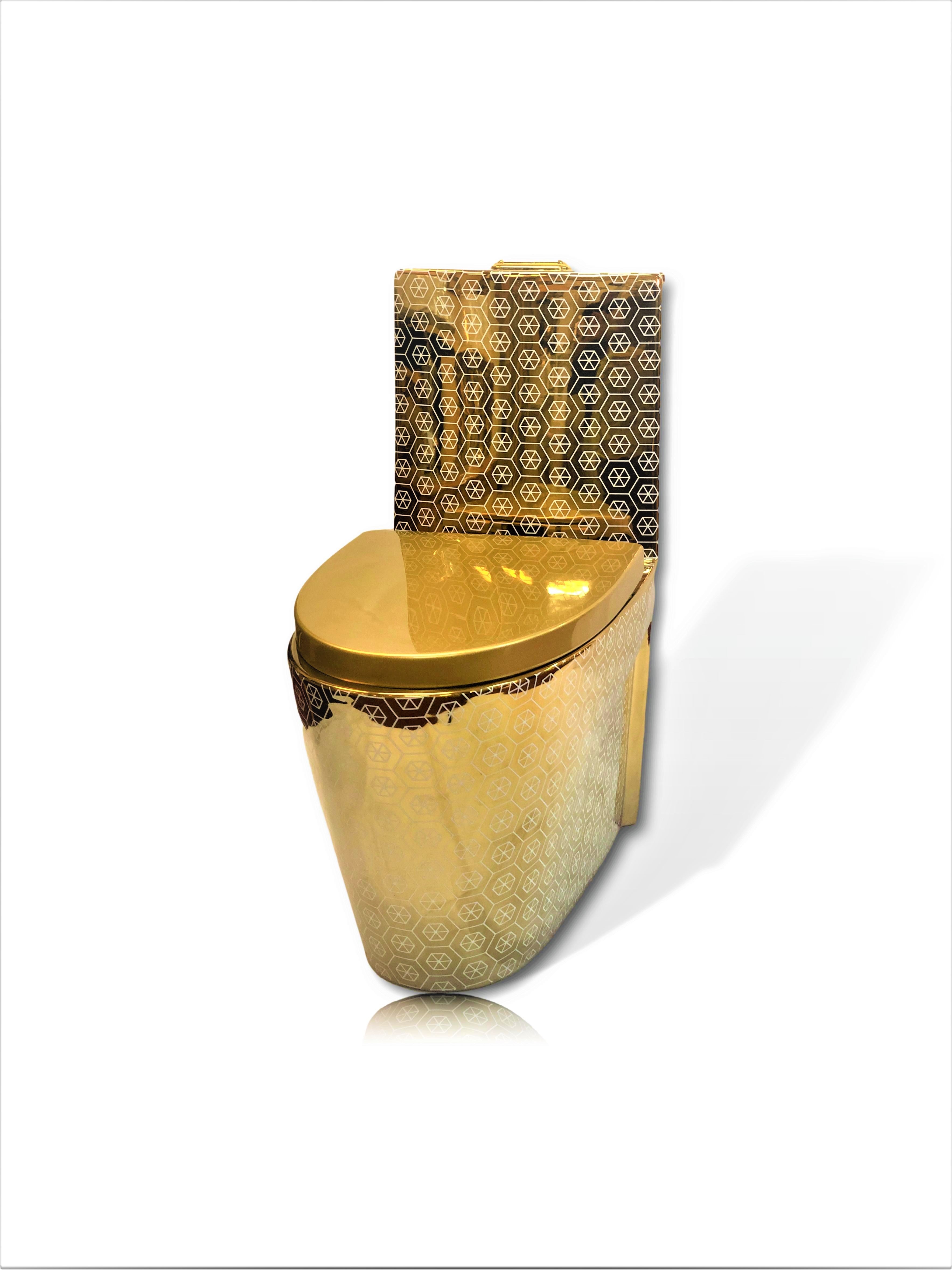 Goldene Toilette Kariert Sechseckig Modell 2