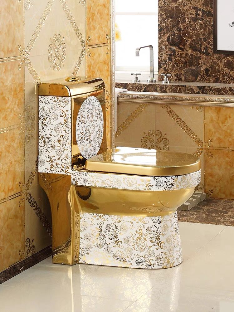 Goldene Toilette Blumen Weiß/Gold