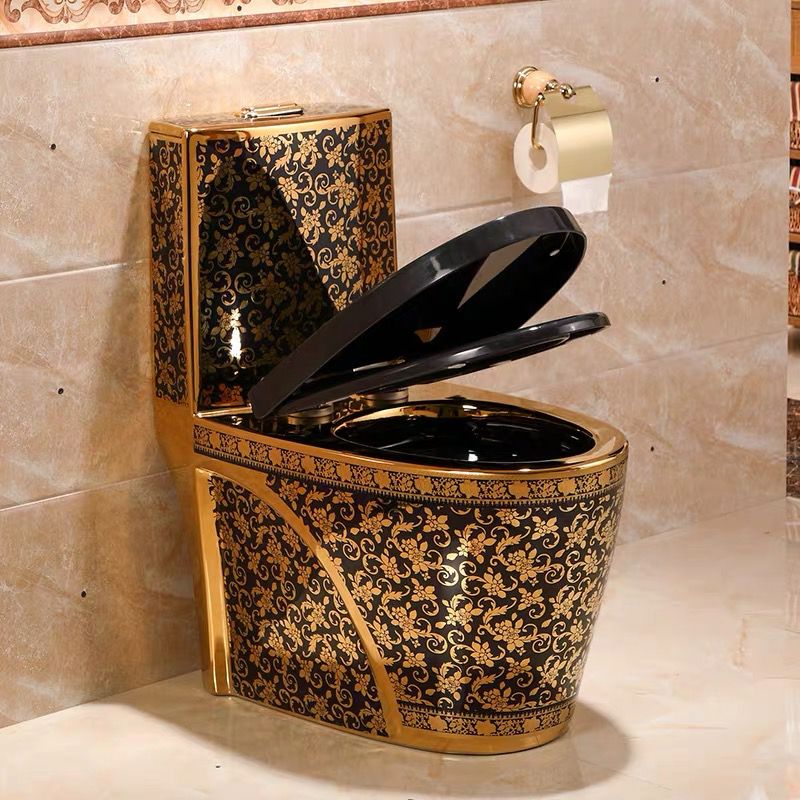 Exklusive Toilette Blumen Schwarz-Gold