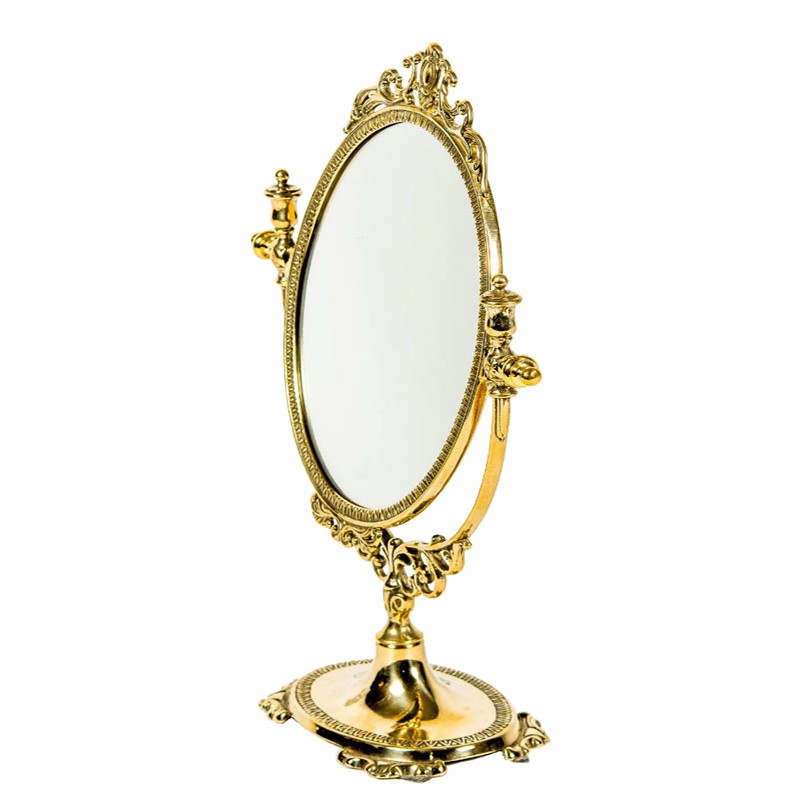 Stand mirror Baroque brass