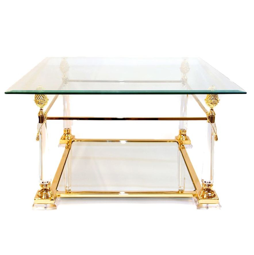 Coffee table acrylic spike gold plated