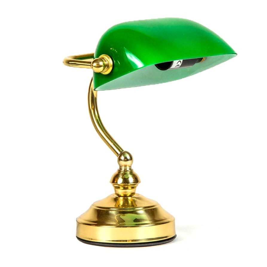Banker Tischlampe Gold-Grün