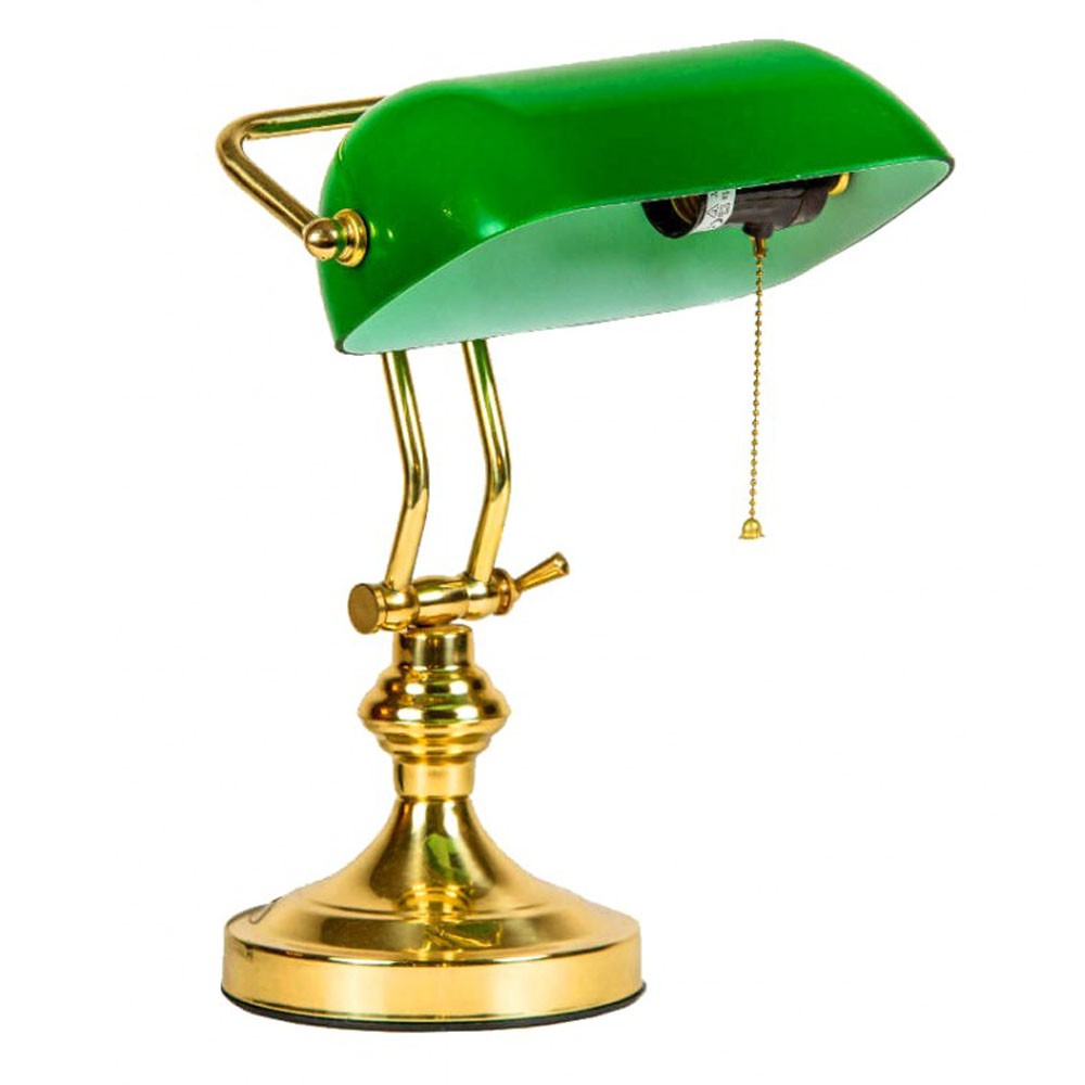 Banker Tischlampe Gold-Grün