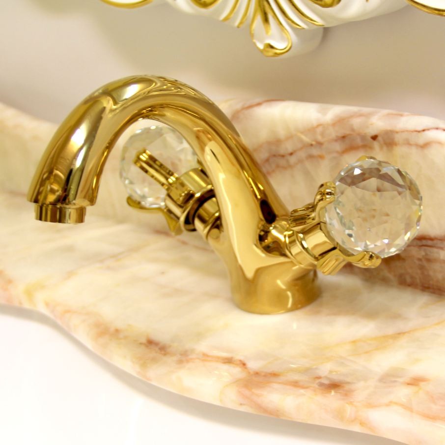 Luxus Badarmatur Kristall vergoldet