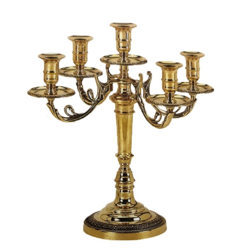 Candlestick gold 5 flame