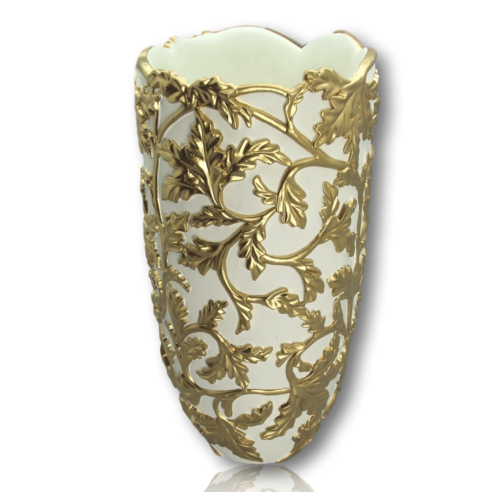 Deco flower pot cream gold