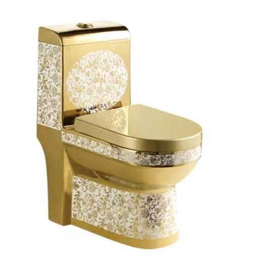 Goldene Toilette Blumen Weiß/Gold