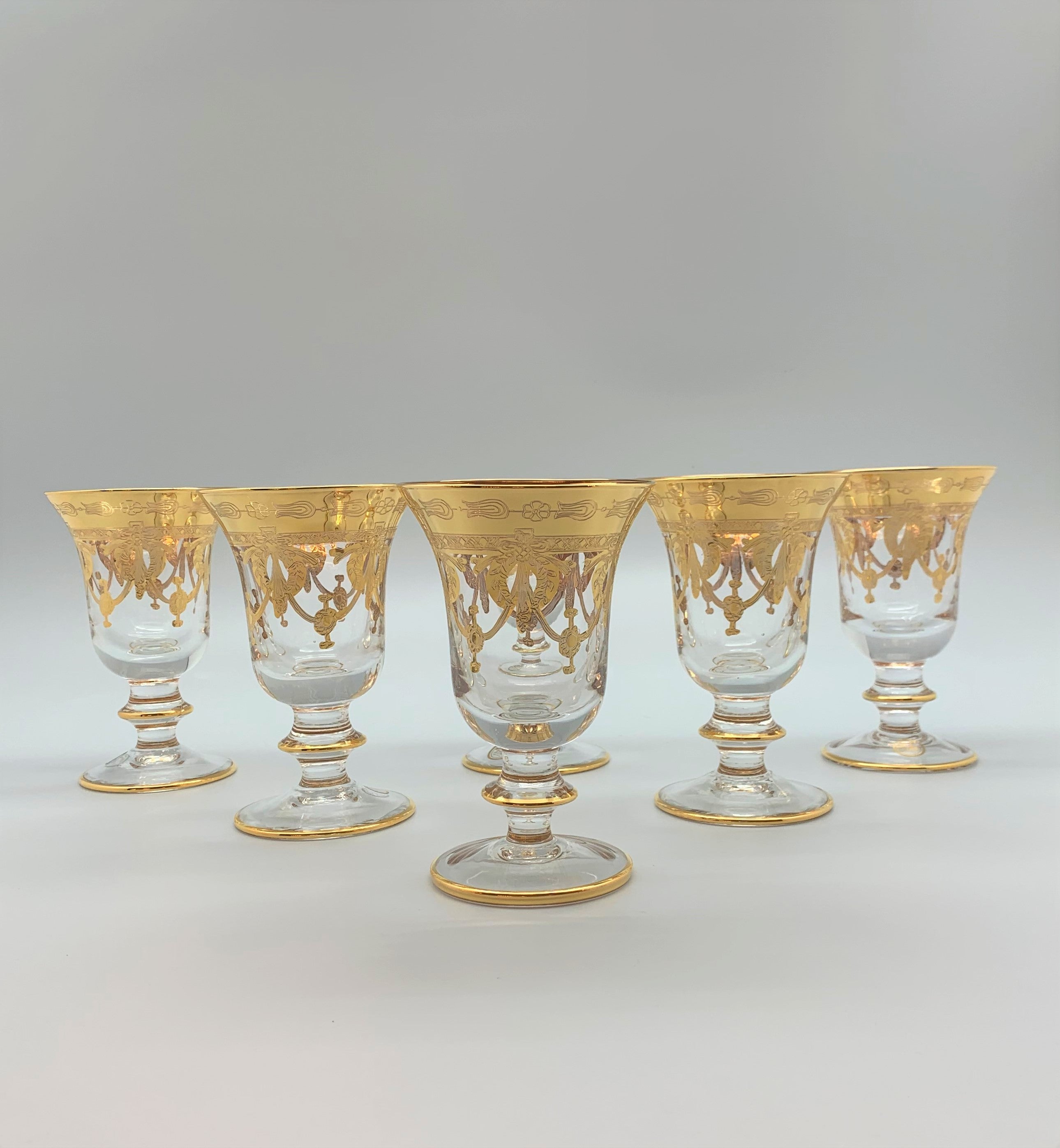 Luxury Murano crystal water glasses gold
