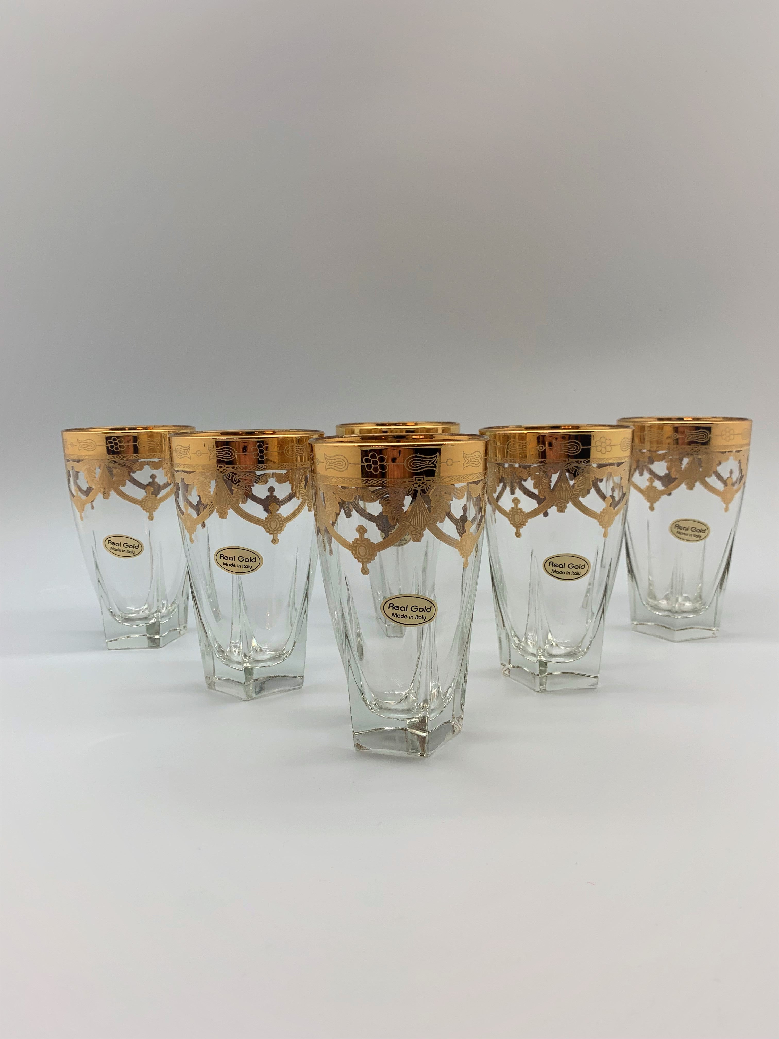 Murano long drink glasses floral