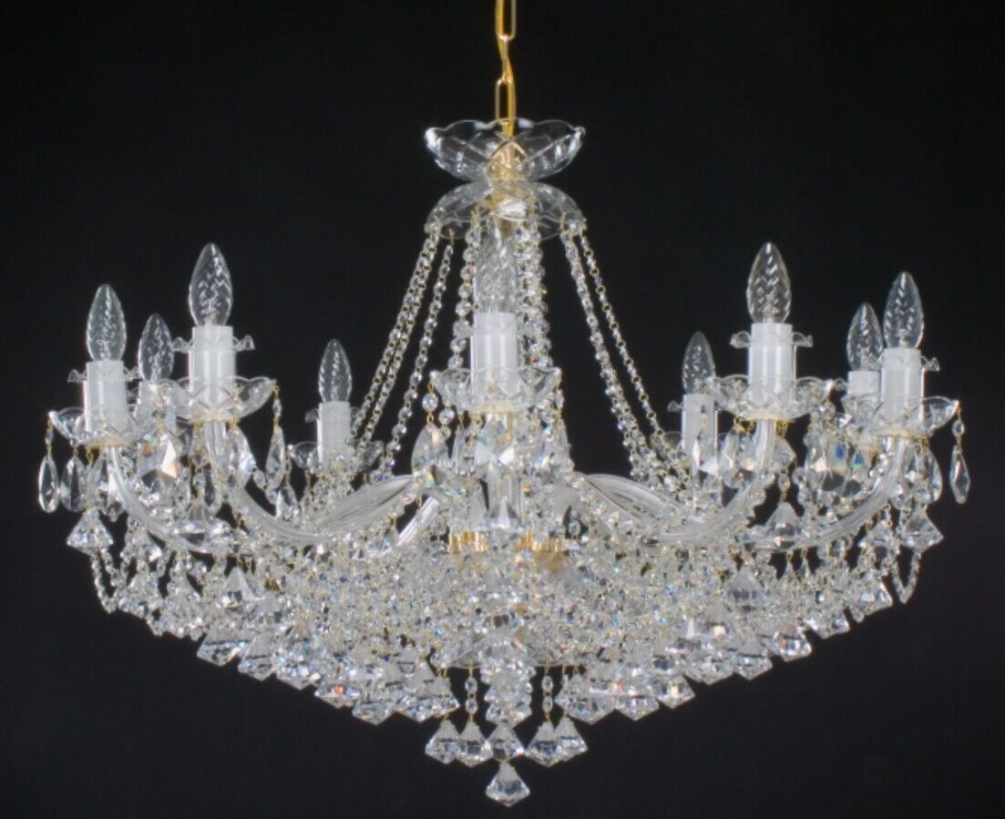 Crystal glass chandelier ceiling light overhead lamp classic gold