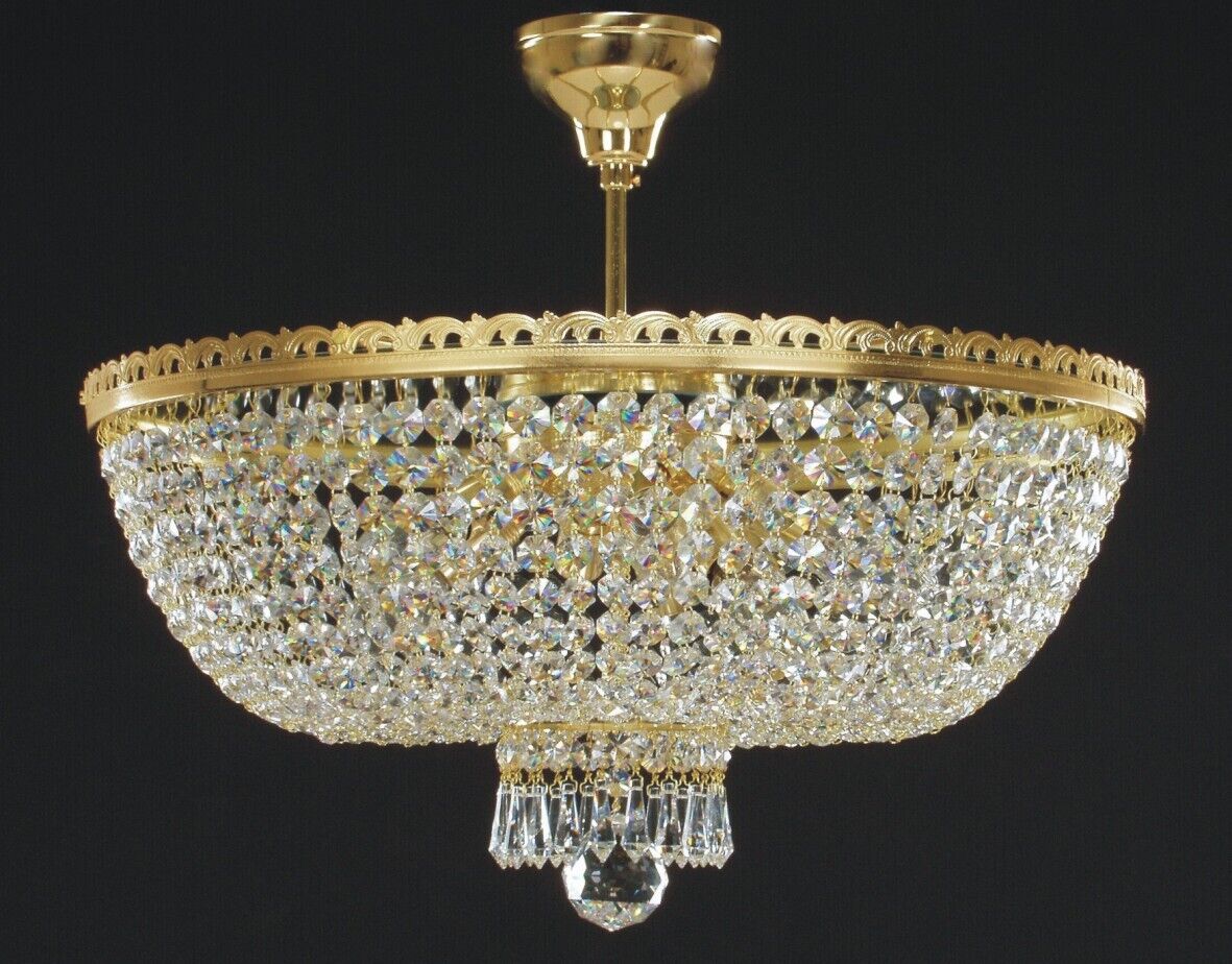 Kristall Glas Kronleuchter Deckenleuchte Deckenlampe klassisch Gold
