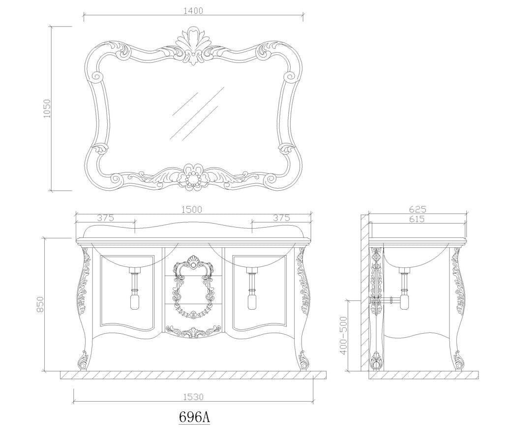 Double sink marble with mirror KA 696