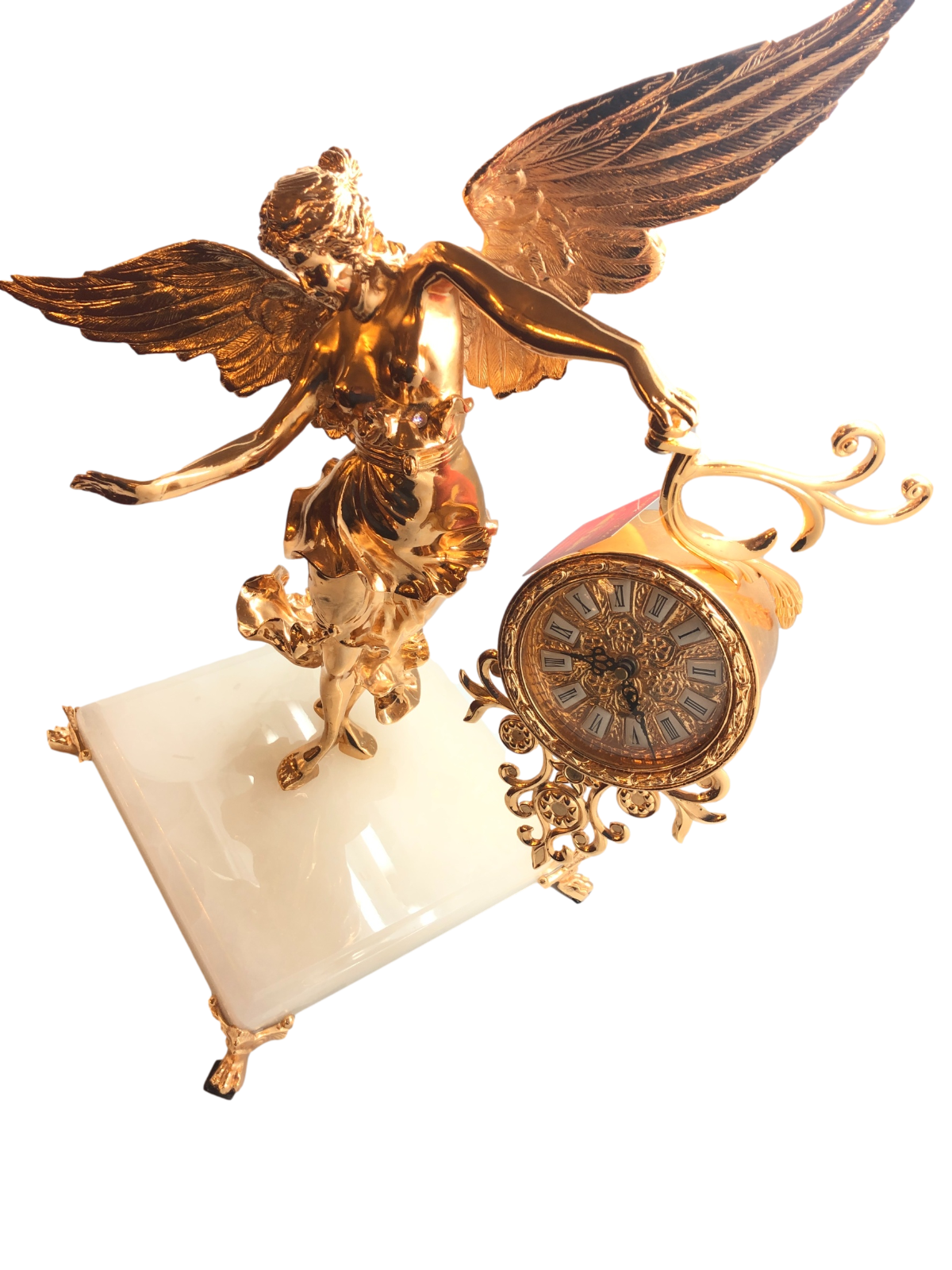 Fireplace mantelpiece clock with angel figure