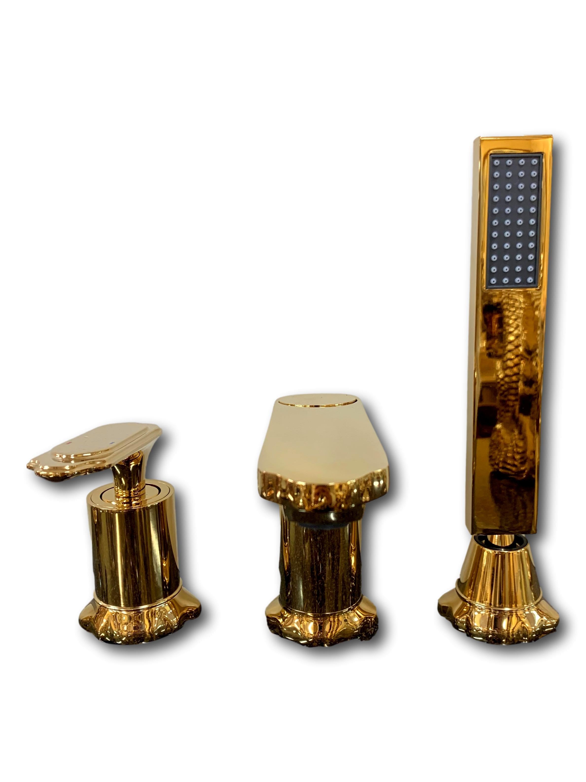 Badewannenarmatur Duschkopf Wasserhahn Exklusiv 24k Gold Badezimmer made italy